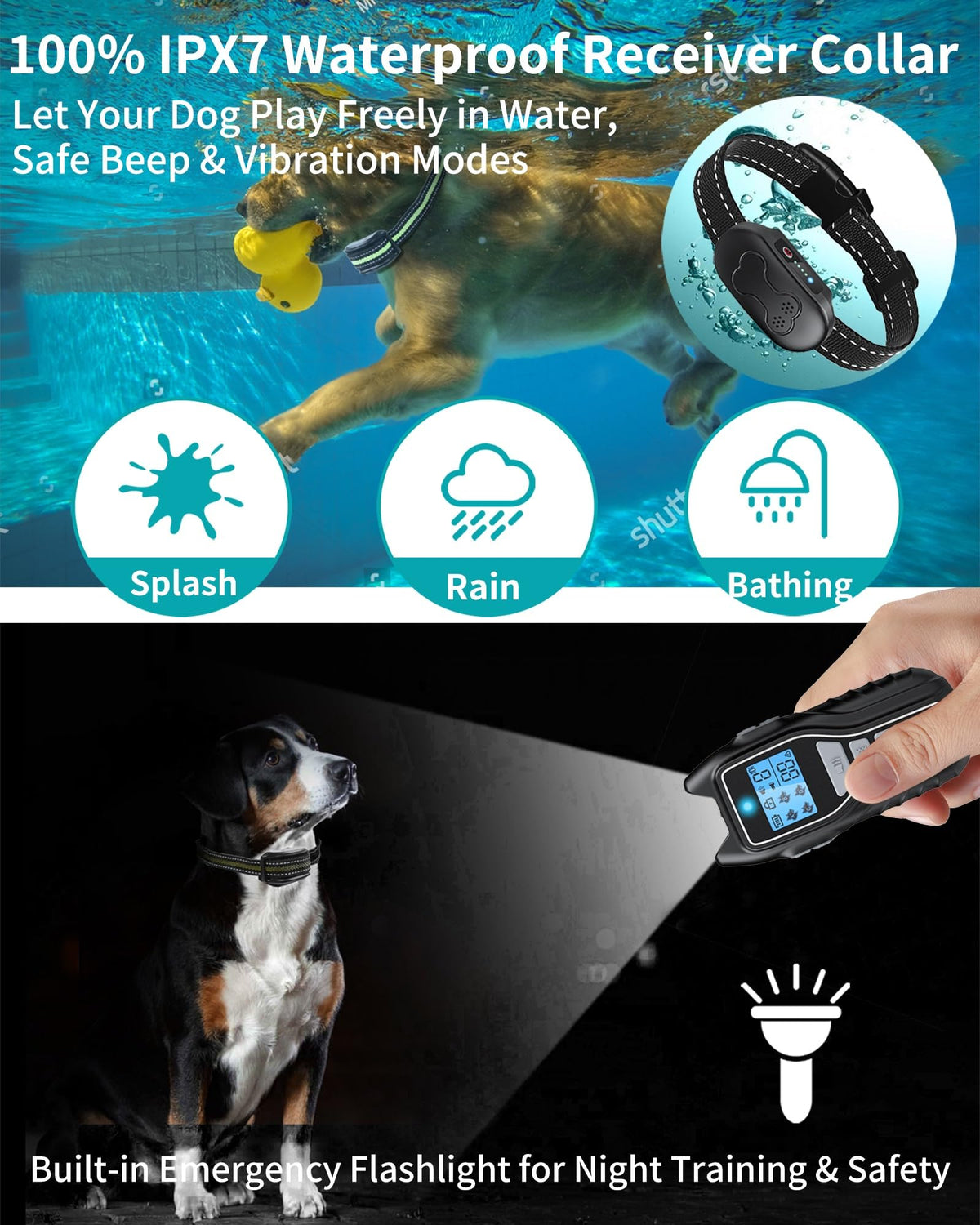 Dog Shock Collar With Remote Control, Waterproof Dog Training Collar Bk 2000FT Range