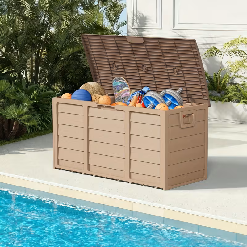 75 Gallon Heavy-Duty Outdoor Deck Box – Waterproof Patio Storage Box with Hinged Lid