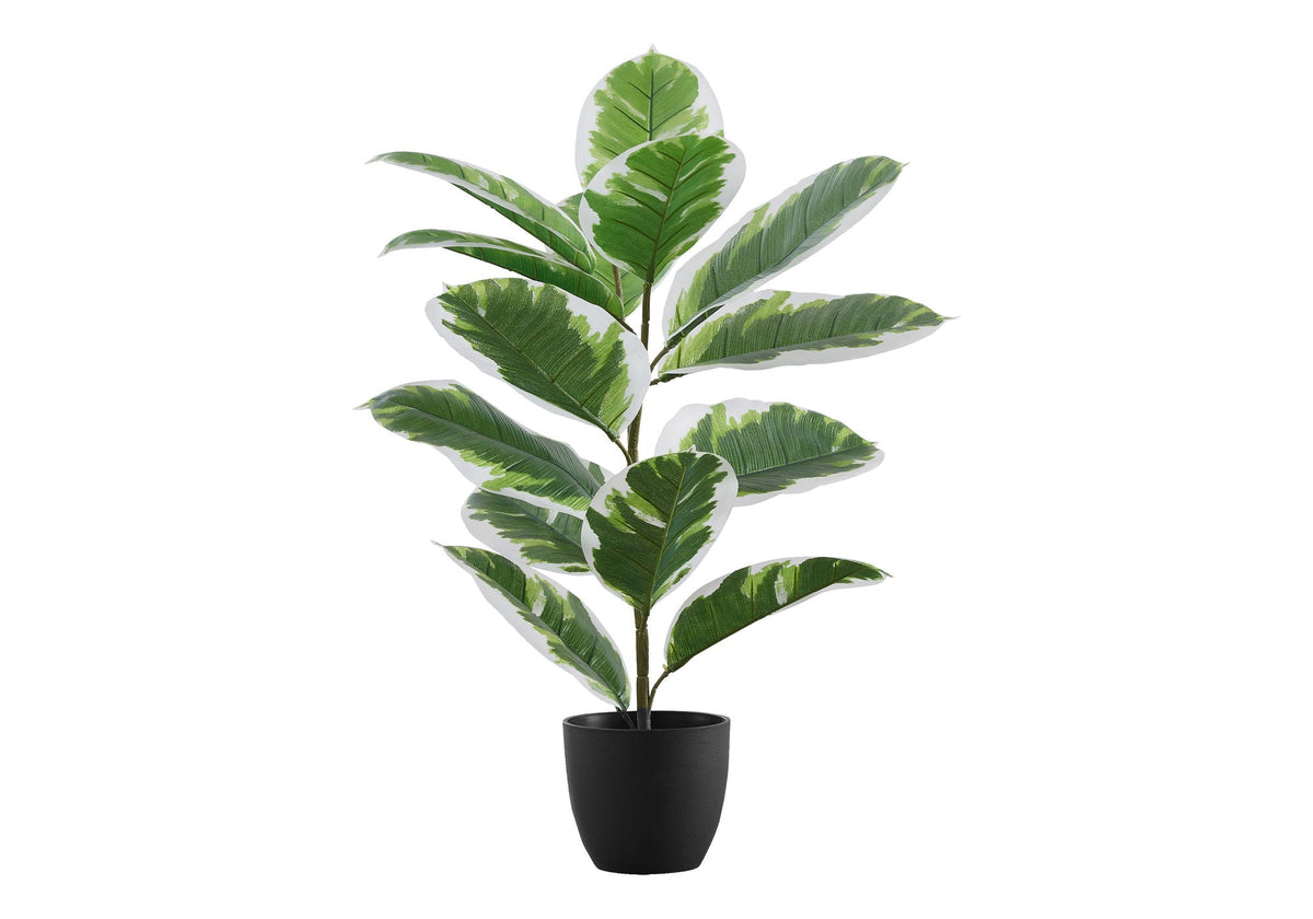 27" Tall, Artificial Plant, Rubber, Indoor, Faux, Fake, Table Potted, Real Touch- Green / Black