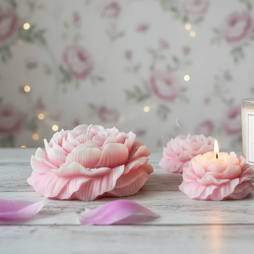 Large Peony Soy Wax Candle