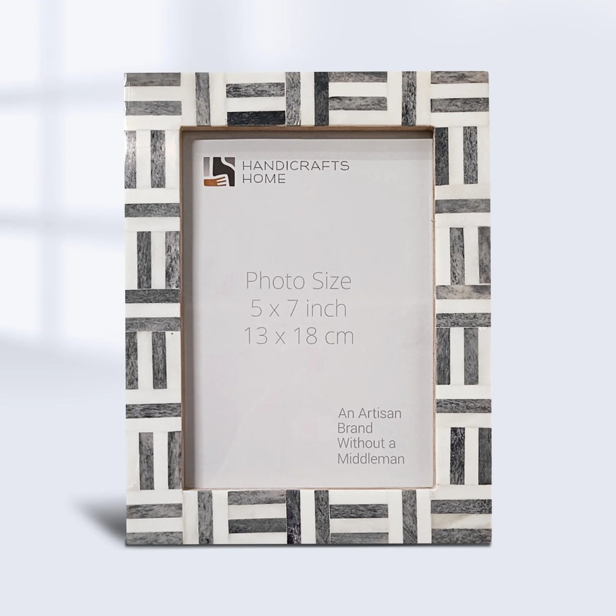 Grey Bone Inlay Grid Block Decor Picture Frame 4x6 5x7
