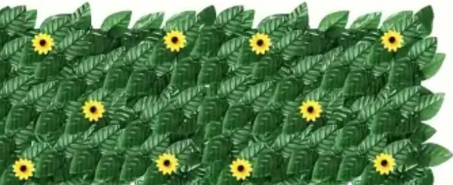 Green Artificial Ivy Privacy Fence Screen Outdoor With Sunflowers Fake Ivy Wall Panel