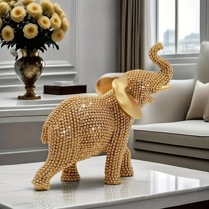 Golden Shiny Mini Elephant Sculpture Modern Minimalist