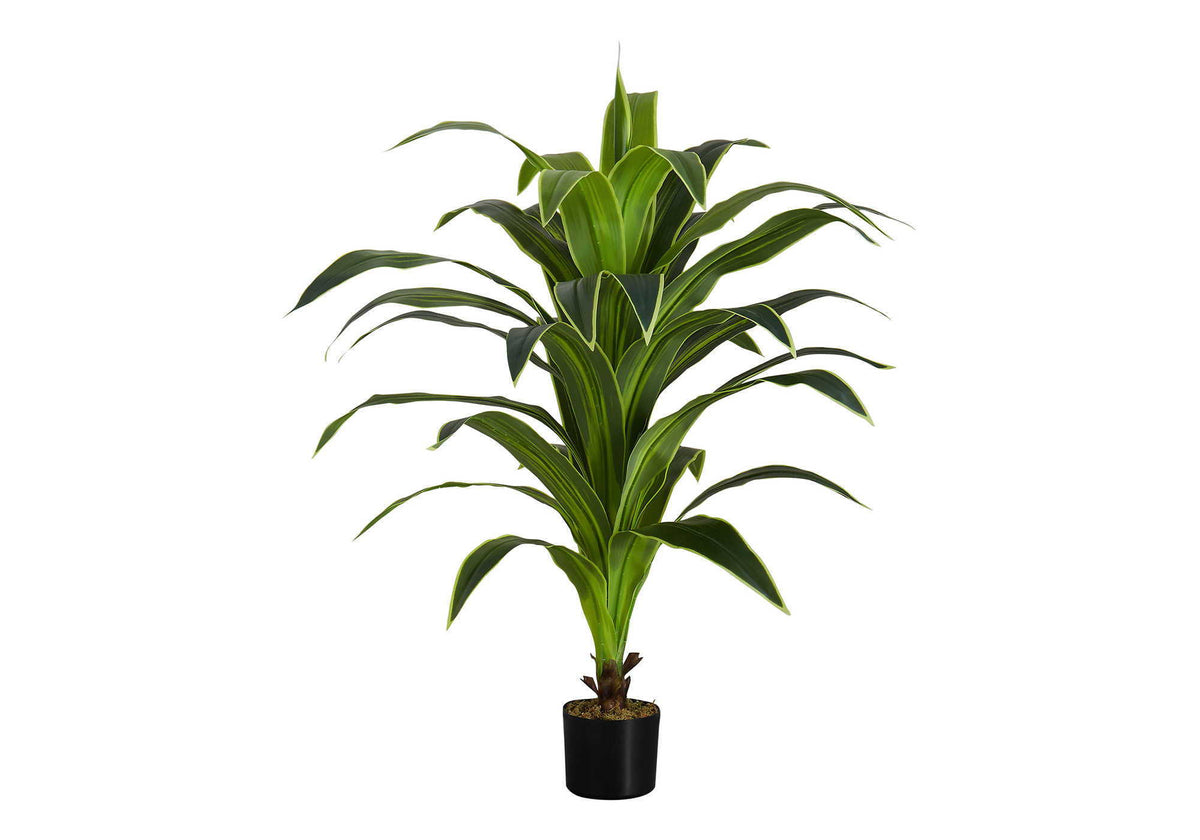 47" Tall, Artificial Plant, Dracaena Tree, Indoor, Faux, Floor, Potted, Real Touch- Green / Black