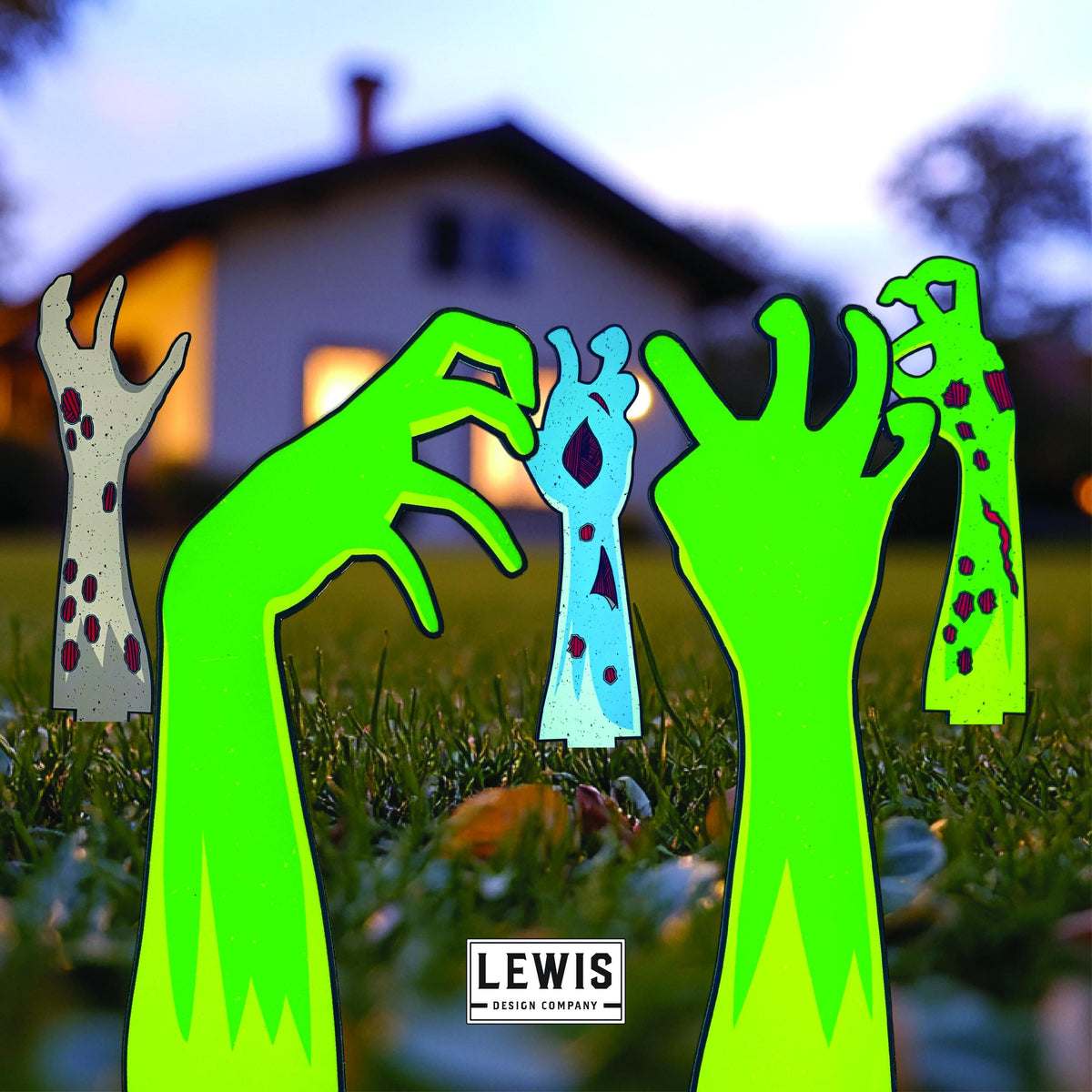 Zombie Hands Metal Yard Stake Sets, UV Printed, Zombies, Zombie Decor, Halloween Decor