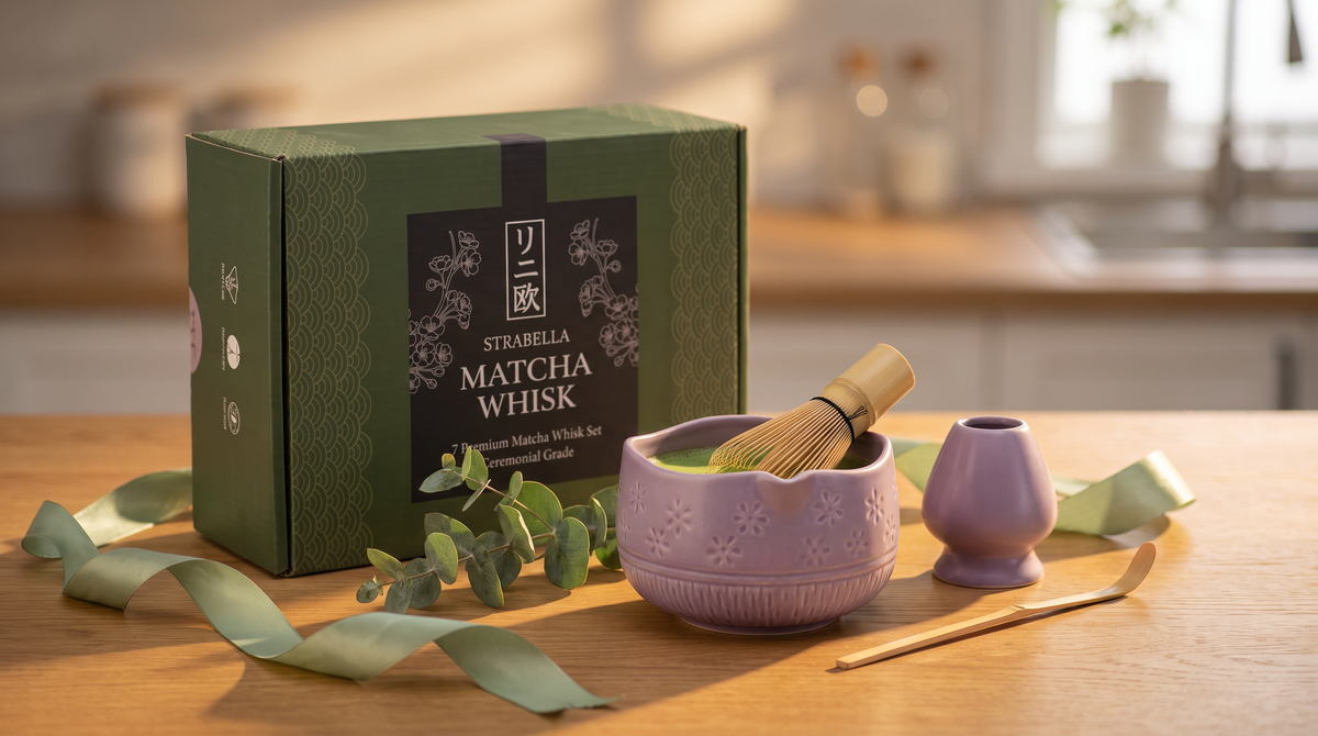 Matcha Whisk Set โ Bamboo Chasen + Ceramic Chawan Gift Set