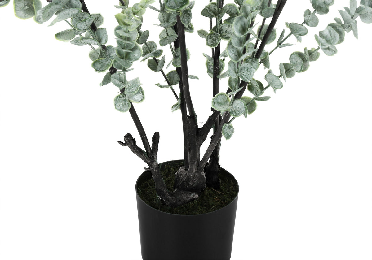 44" Tall, Artificial Plant, Eucalyptus Tree, Indoor, Faux, Floor, Greenery, Potted- Green / Black