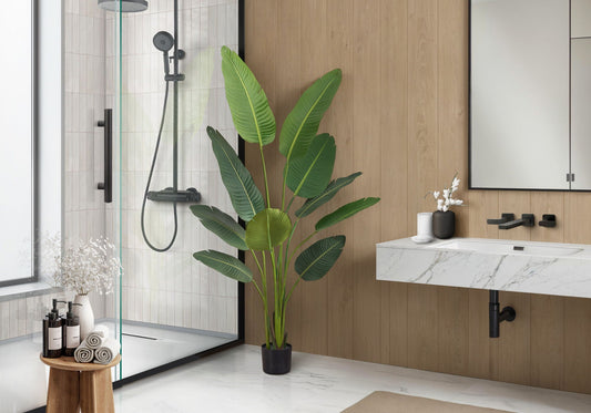 60" Tall, Artificial, Bird Of Paradise Tree, Indoor, Faux, Floor, Greenery, Potted- Green / Black