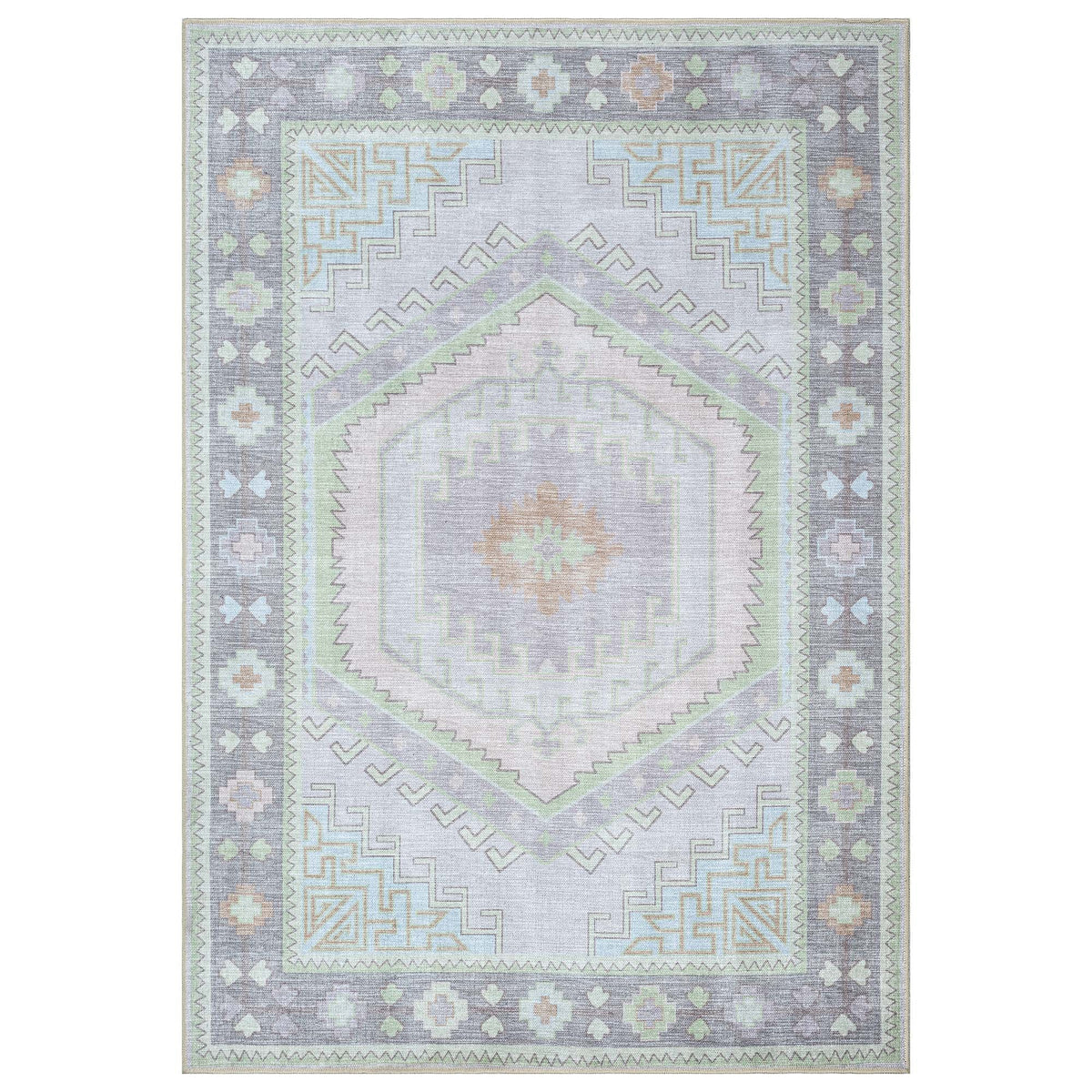 Eloise Faded Pastel Green Modern Oushak Rug