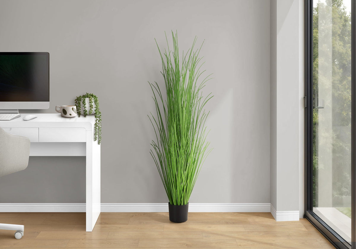 47" Tall, Artificial Plant, Grass Tree, Indoor, Faux, Floor, Potted, Real Touch- Green / Black
