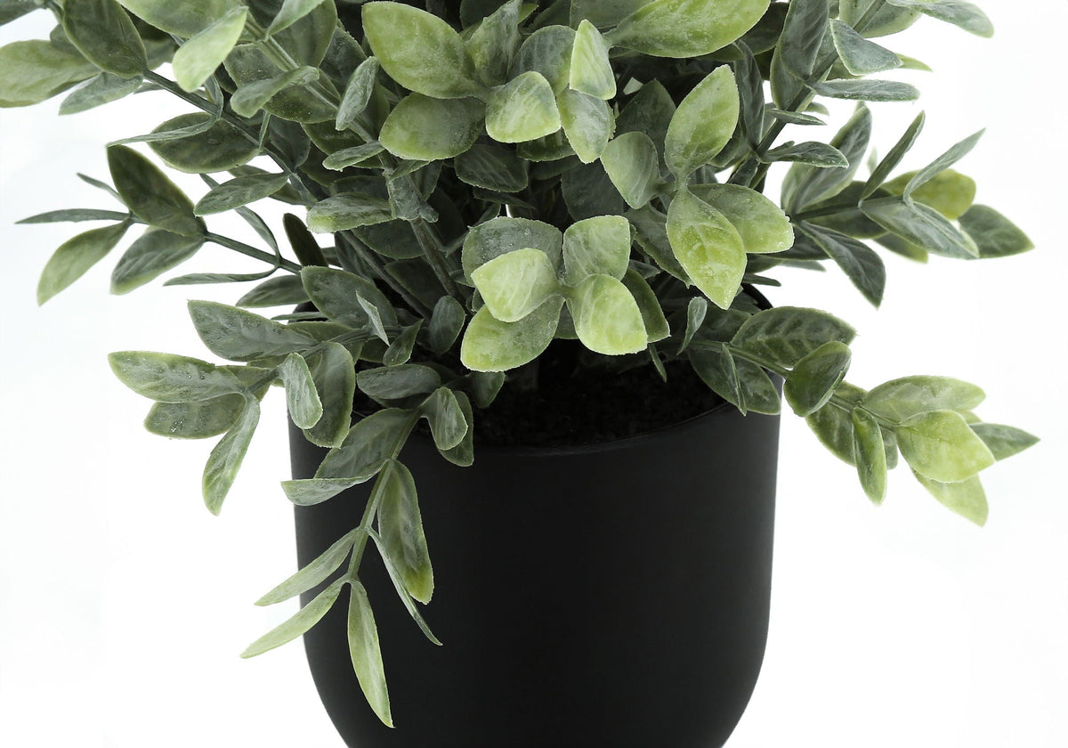 11" Tall, Artificial Eucalyptus Grass, Indoor, Faux, Table, Potted, (Set of 2) - Green / Black
