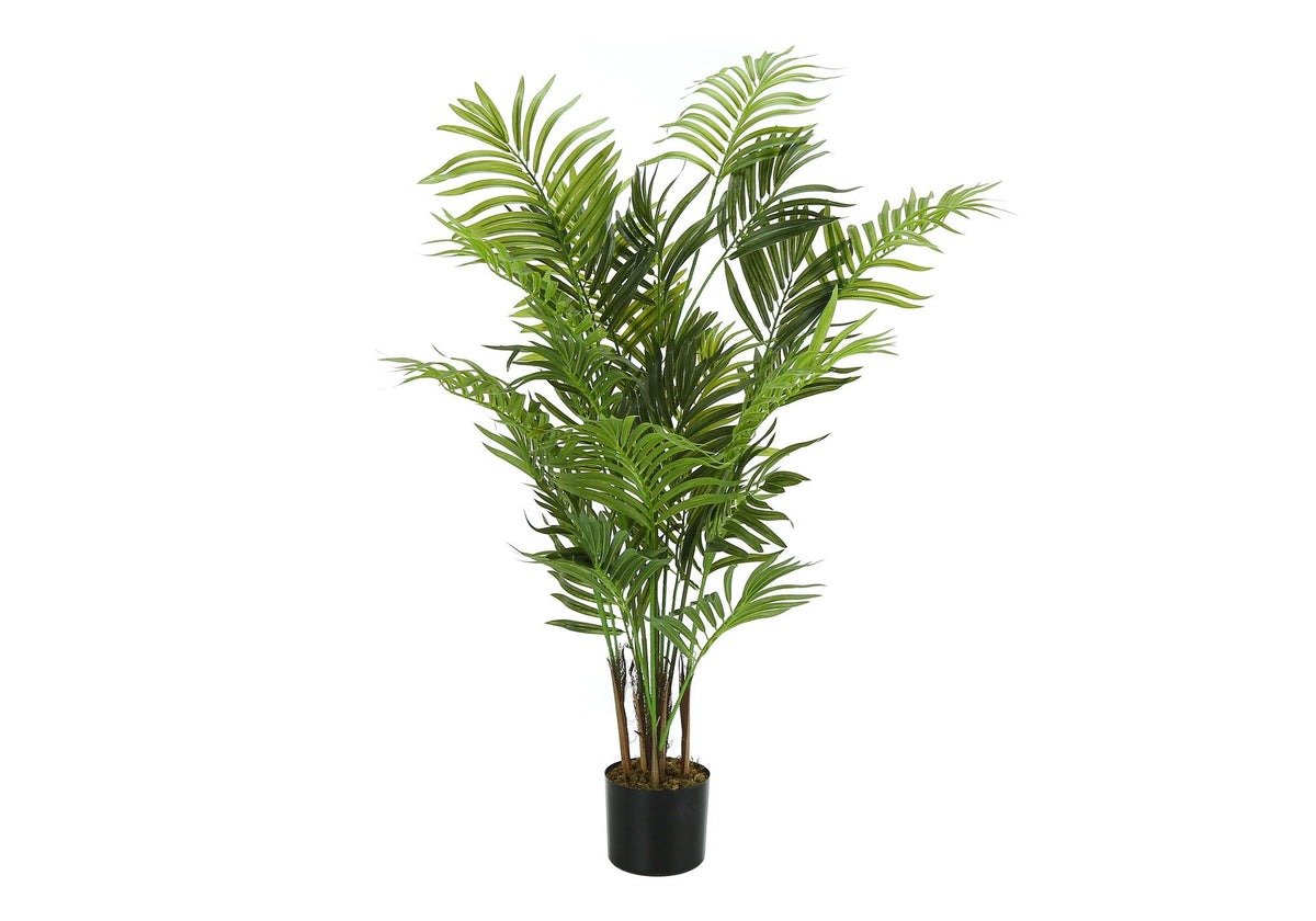 47" Tall, Artificial, Areca Palm Tree, Indoor, Faux, Floor, Potted, Real Touch- Green / Black