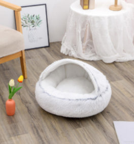 2 In 1 Dog And Cat Bed Pet Winter Bed Round Plush Warm Bed House Soft Long