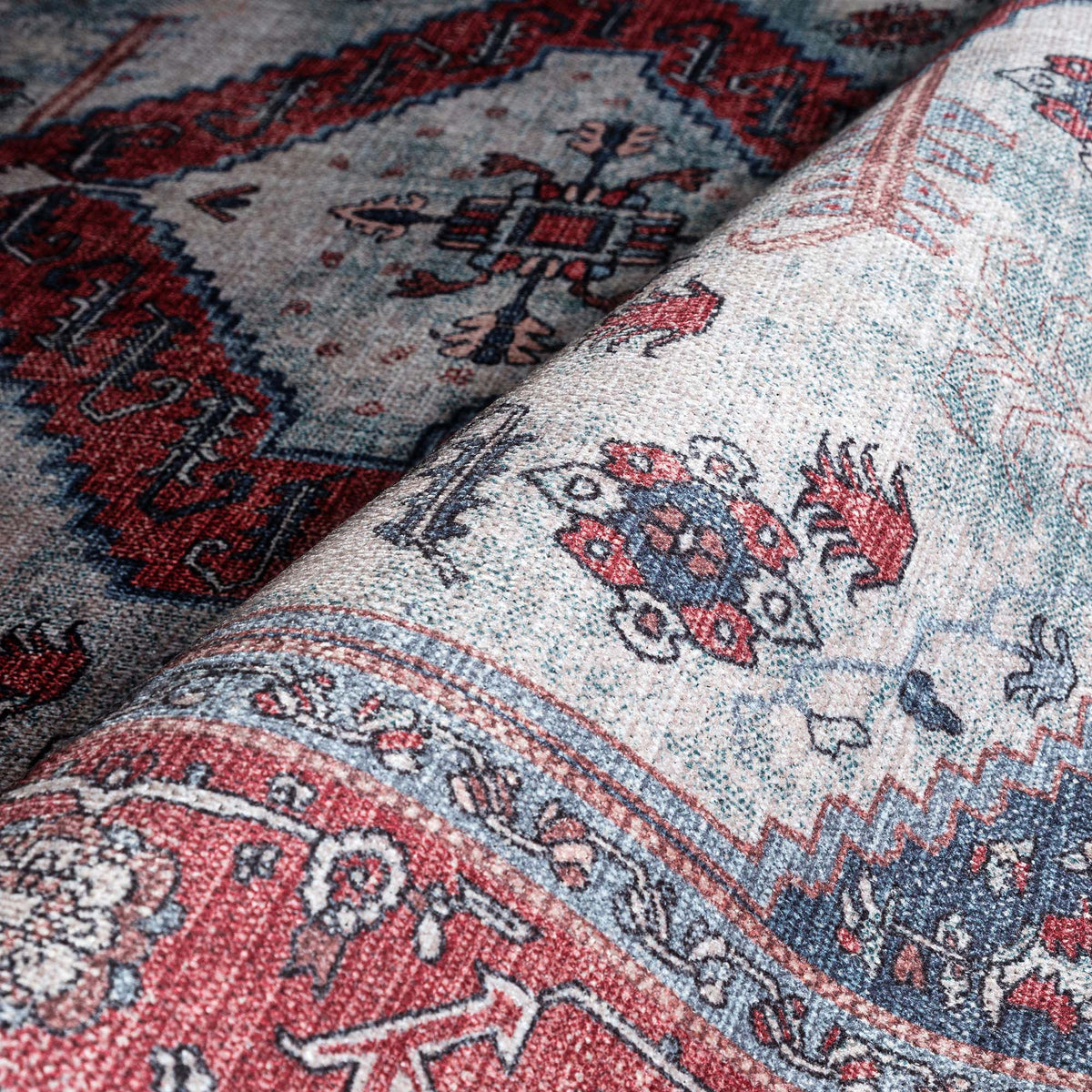 Sandrine Blue Orange Serapi Antique Persian Rug