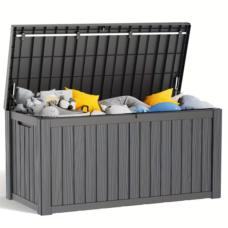 75 Gallon Heavy-Duty Outdoor Deck Box – Waterproof Patio Storage Box with Hinged Lid