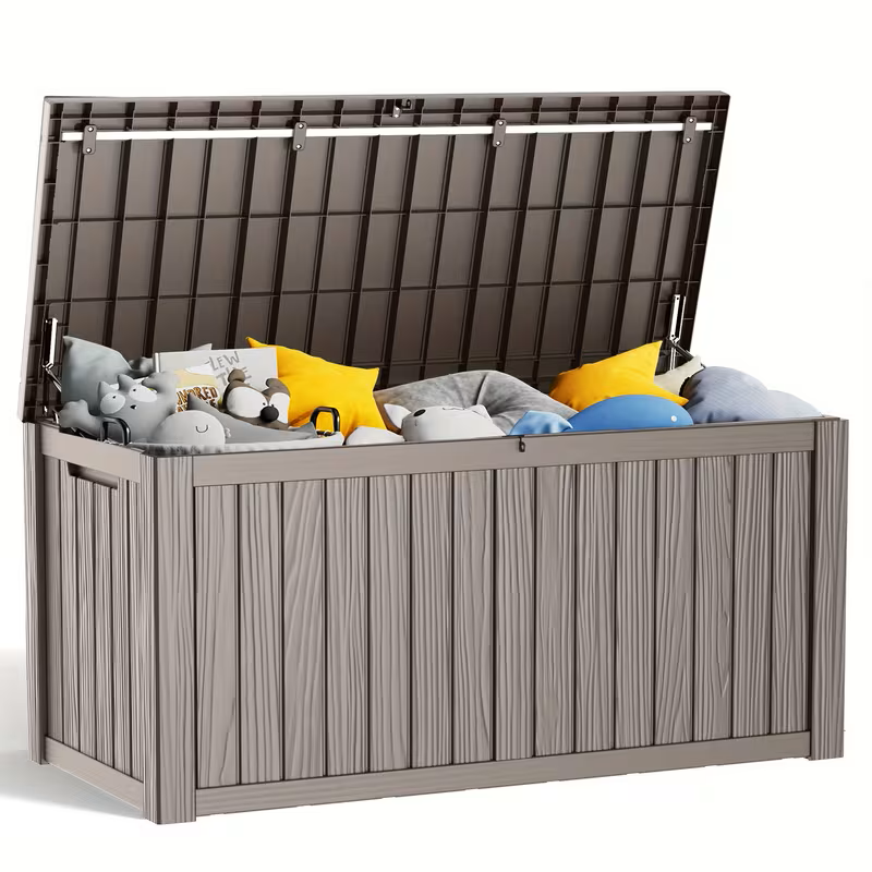 75 Gallon Heavy-Duty Outdoor Deck Box – Waterproof Patio Storage Box with Hinged Lid