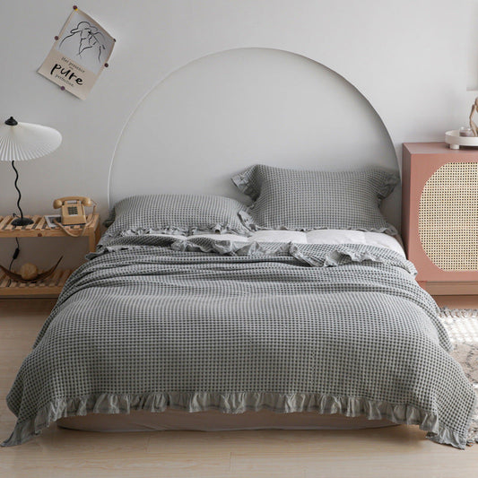 Japan Waffle Plaid Blankets for Bed Sofa Throws Cotton Yarn Towel Blanket Quilt Bedspread