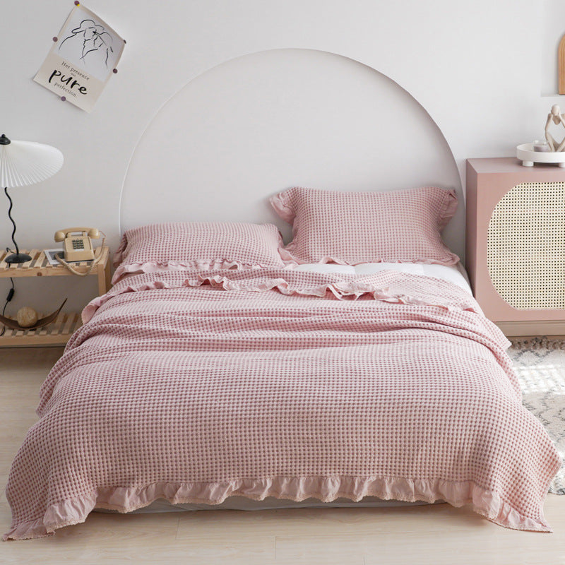 Japan Waffle Plaid Blankets for Bed Sofa Throws Cotton Yarn Towel Blanket Quilt Bedspread
