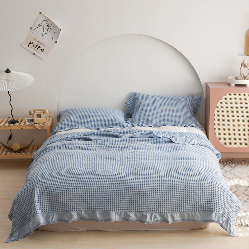 Japan Waffle Plaid Blankets for Bed Sofa Throws Cotton Yarn Towel Blanket Quilt Bedspread