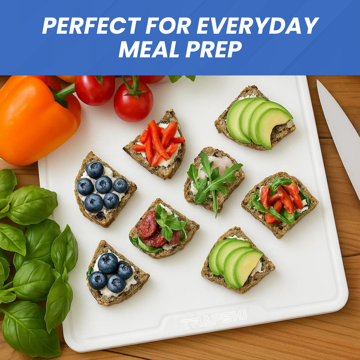 TRAPSKI Premium 1/2 Inch Thick HDPE Cutting Boards | Food-Grade Kitchen Prep Surface