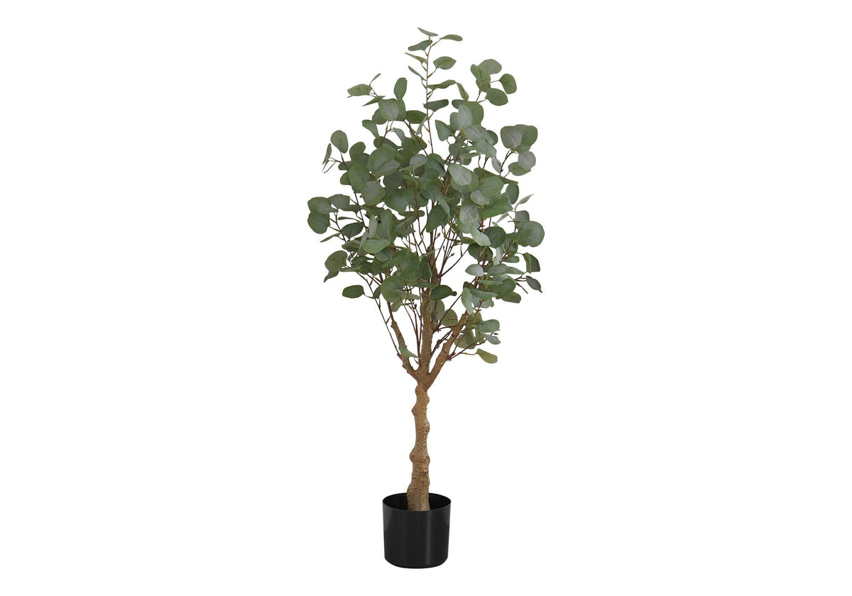 46" Tall, Artificial Plant, Eucalyptus Tree, Indoor, Faux, Floor, Potted- Green / Black