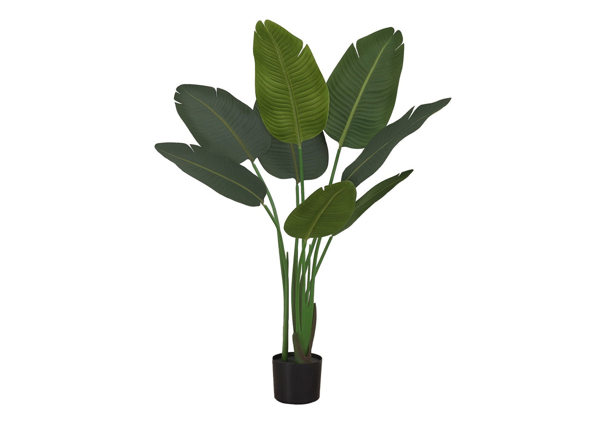 44" Tall, Artificial Plant, Bird Of Paradise Tree, Indoor, Faux, Floor, Potted- Green / Black
