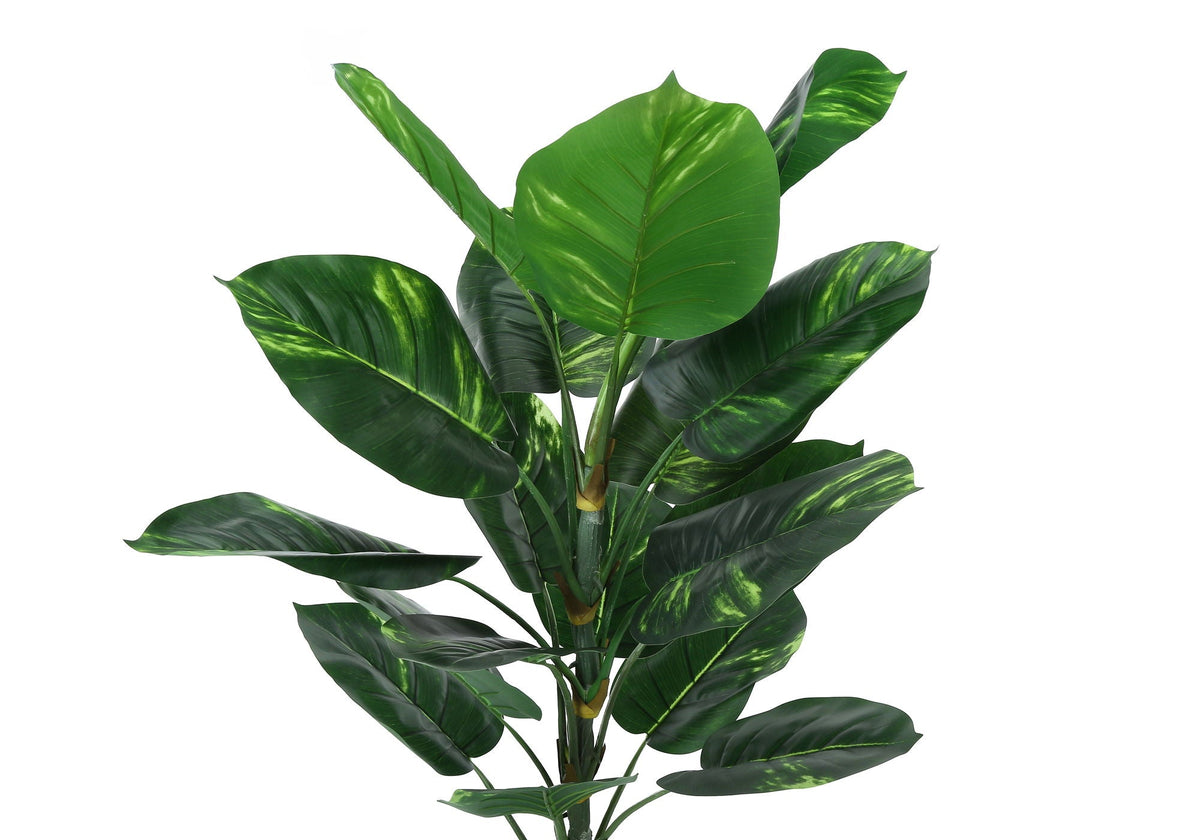 54" Tall, Artificial Dieffenbachia Tree, Indoor, Faux, Floor, Potted, Real Touch- Green / Black