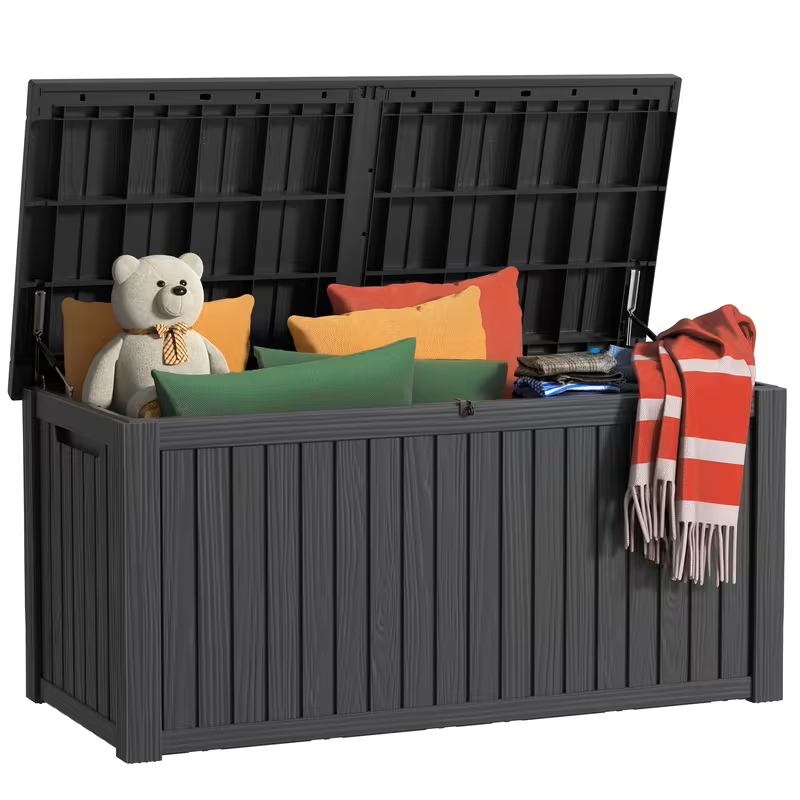 75 Gallon Heavy-Duty Outdoor Deck Box – Waterproof Patio Storage Box with Hinged Lid