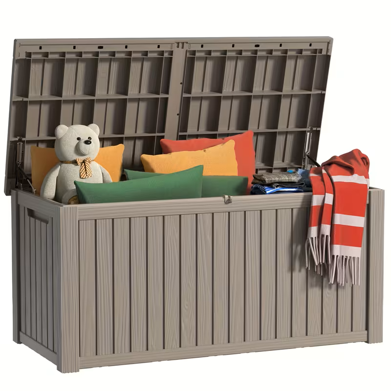 75 Gallon Heavy-Duty Outdoor Deck Box – Waterproof Patio Storage Box with Hinged Lid