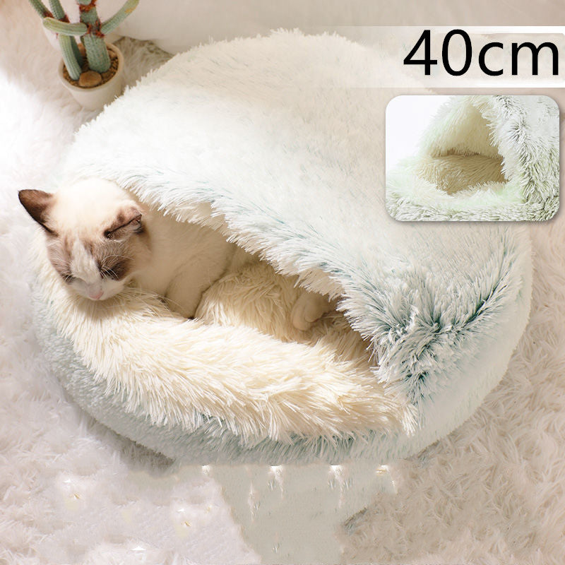 2 In 1 Dog And Cat Bed Pet Winter Bed Round Plush Warm Bed House Soft Long
