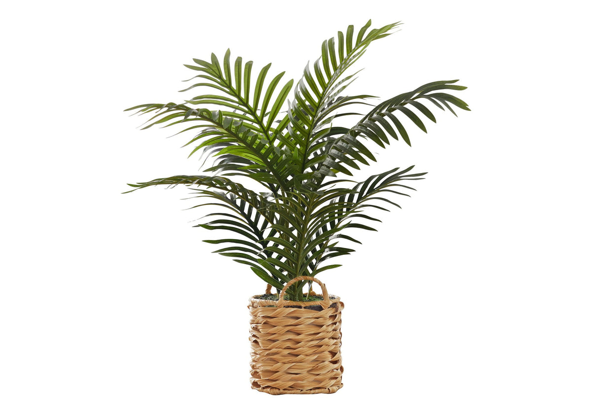 24" Tall, Artificial Plant, Palm, Indoor, Faux, Fake, Table, Floor, Potted, Real Touch, Green / Beige