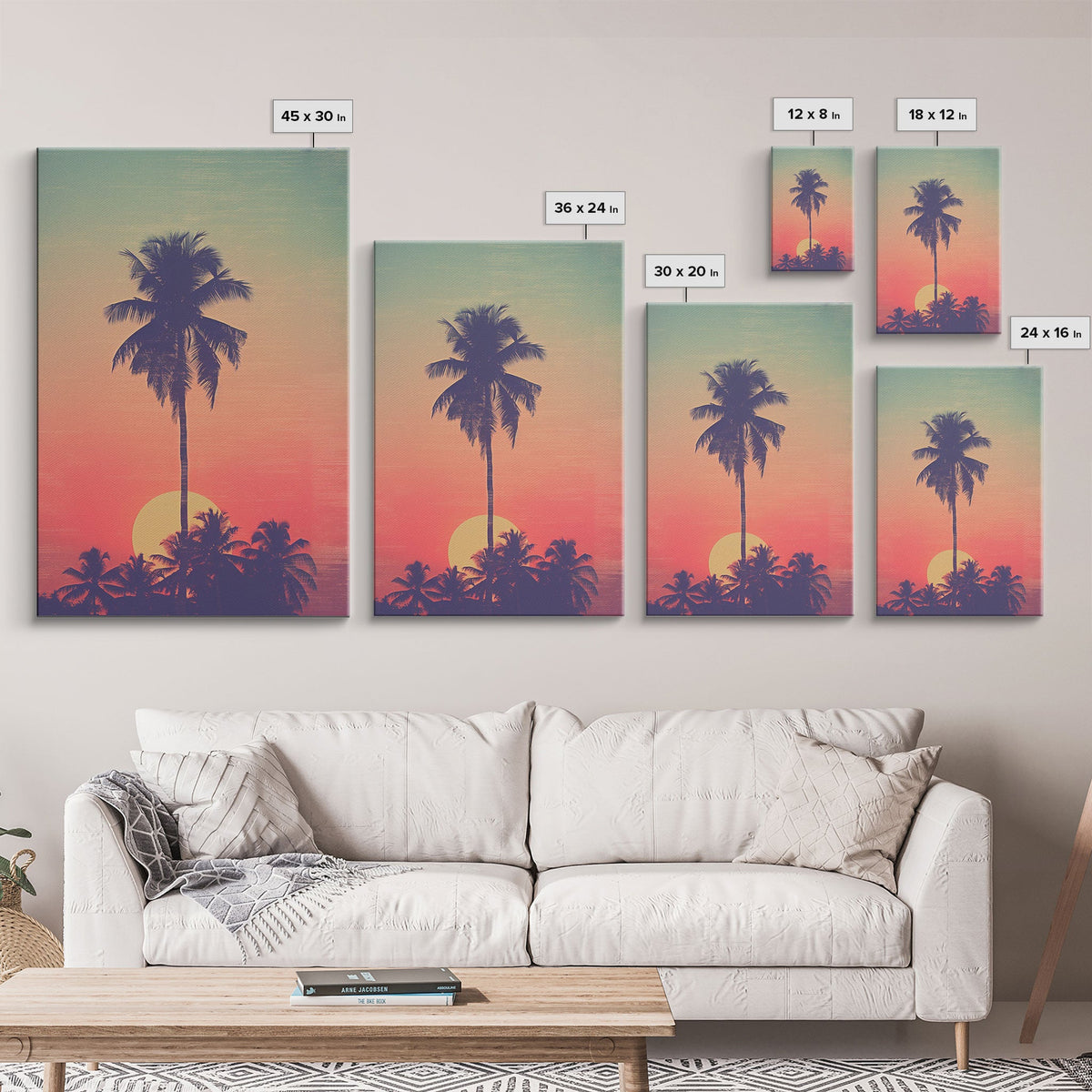 Palm Tree Wall Art, Tropical Wall Art, Minimalist Wall Art, Canvas Print, Wall Hanging