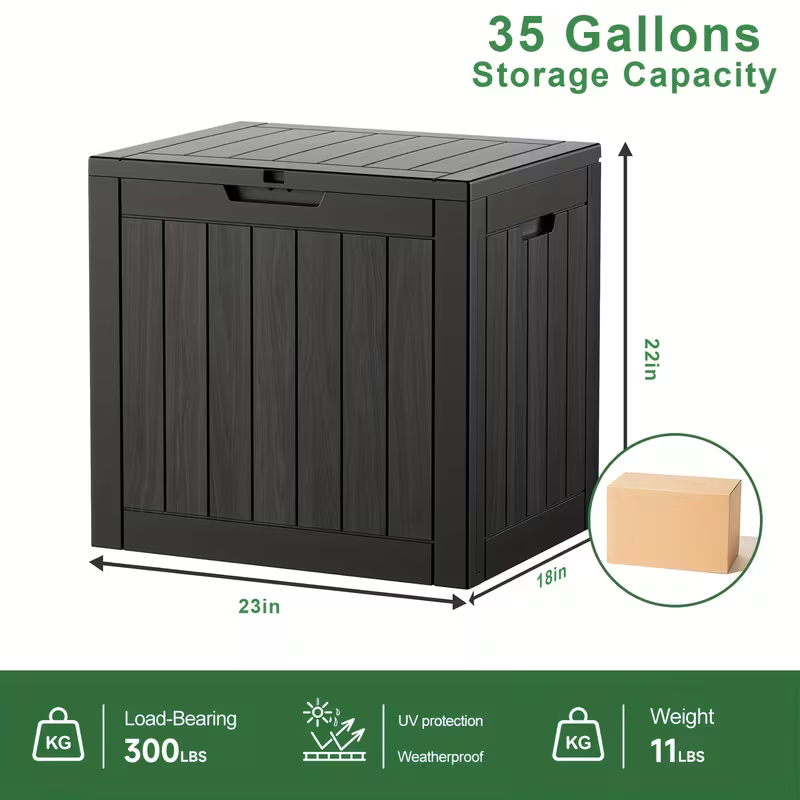 75 Gallon Heavy-Duty Outdoor Deck Box – Waterproof Patio Storage Box with Hinged Lid