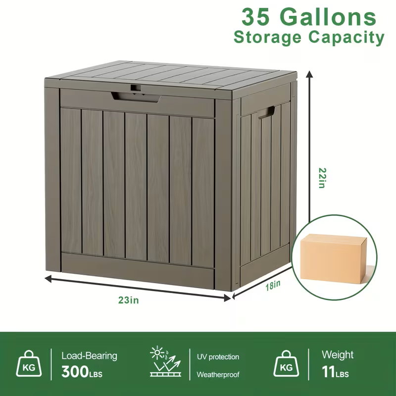75 Gallon Heavy-Duty Outdoor Deck Box – Waterproof Patio Storage Box with Hinged Lid