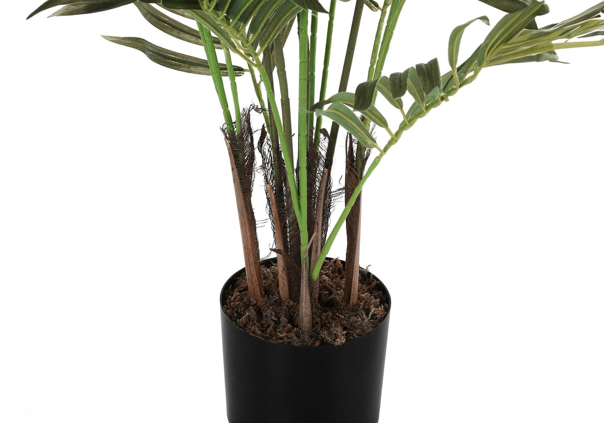 47" Tall, Artificial, Areca Palm Tree, Indoor, Faux, Floor, Potted, Real Touch- Green / Black