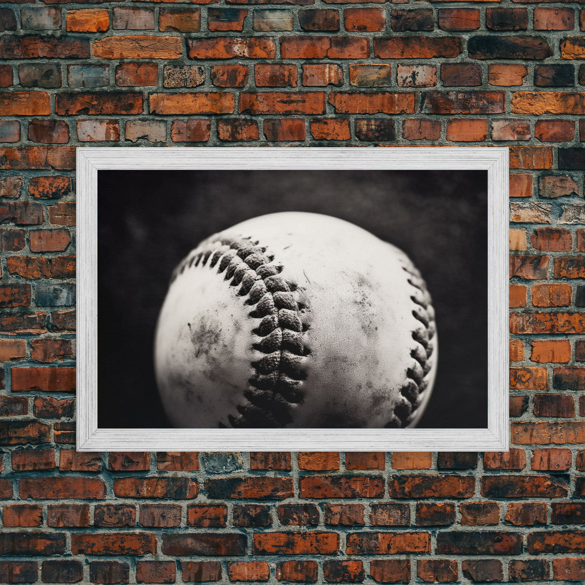 Framed Baseball Print, Black and White Baseball Picture, Sports Wall Decor