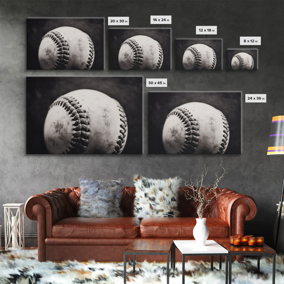 Framed Baseball Print, Black and White Baseball Picture, Sports Wall Decor