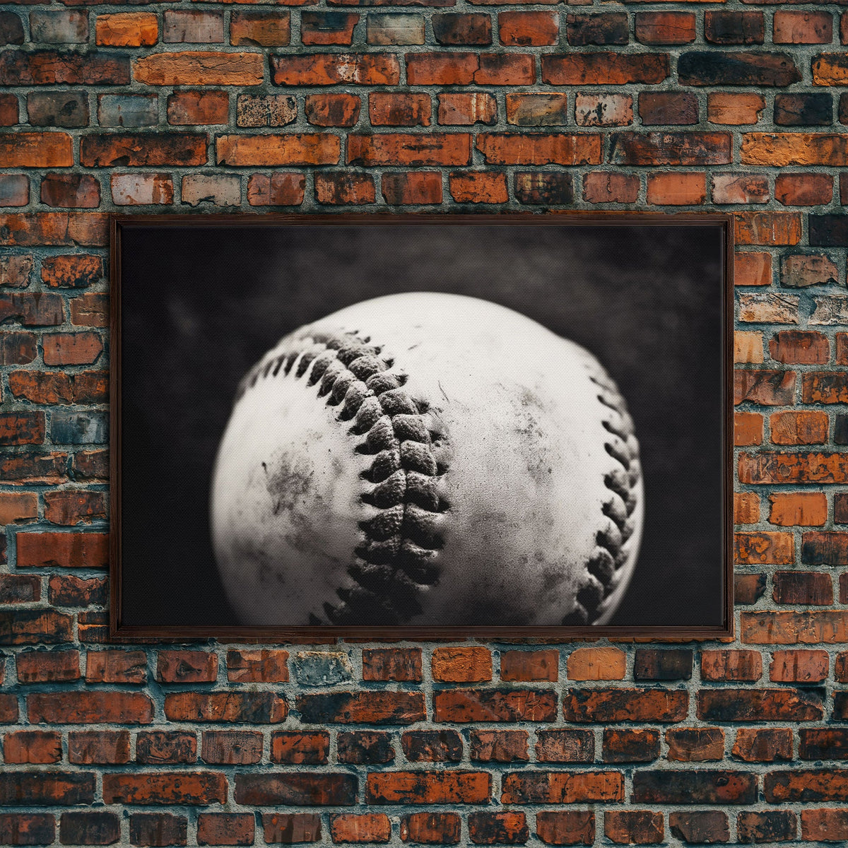 Framed Baseball Print, Black and White Baseball Picture, Sports Wall Decor