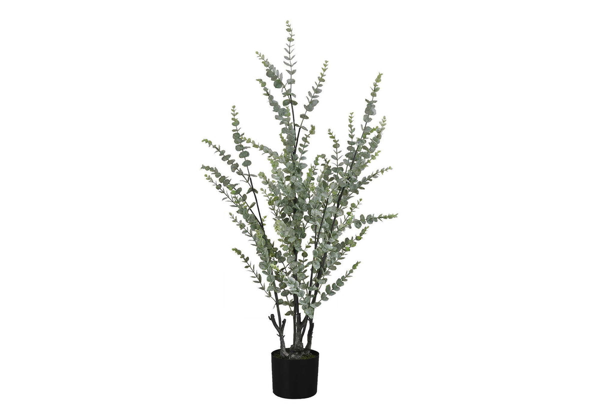 44" Tall, Artificial Plant, Eucalyptus Tree, Indoor, Faux, Floor, Greenery, Potted- Green / Black