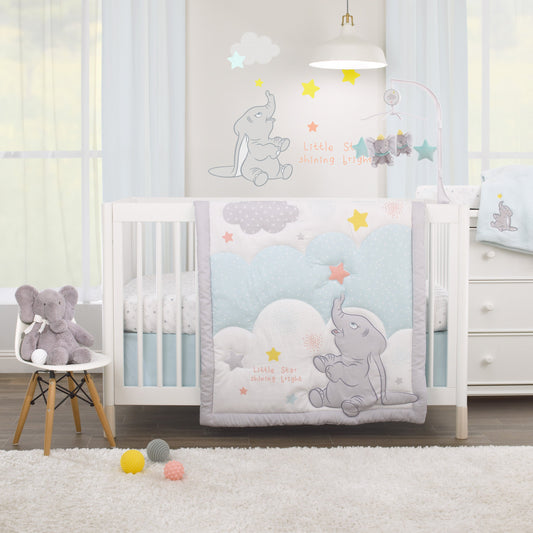 Disney Dumbo Shine Bright 4 Piece Nursery Crib Bedding Set