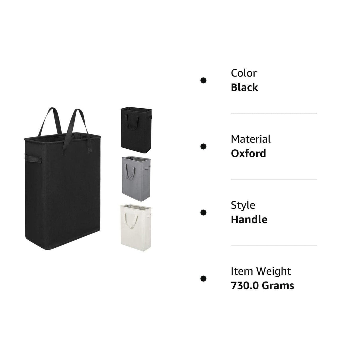 Slim Collapsible Laundry Basket Thin Dirty Clothes Basket Narrow 21"Black)