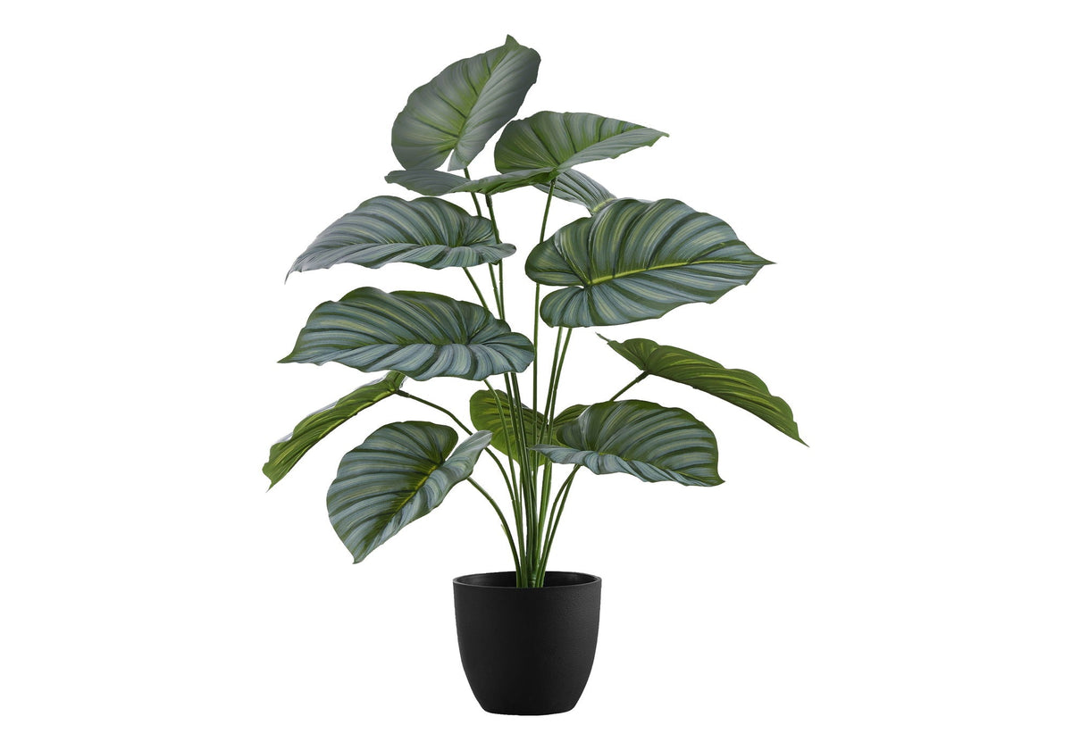 24" Tall, Artificial Plant, Calathea, Indoor, Faux, Table, Potted, Real Touch- Green / Black