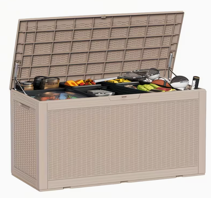 75 Gallon Heavy-Duty Outdoor Deck Box – Waterproof Patio Storage Box with Hinged Lid