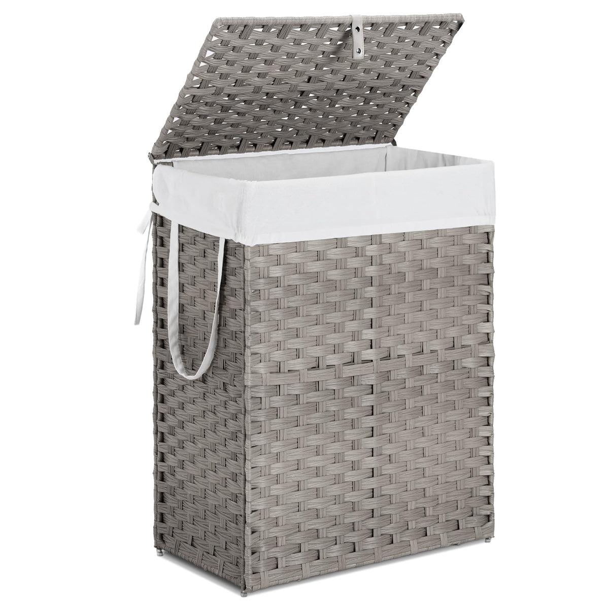 Laundry Hamper–Clothes Basket with Lid 23.8 Gallon Foldable Laundry Bin- Dove Gray