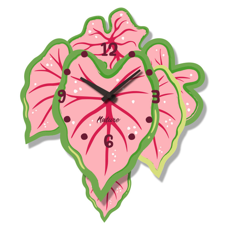 Wall Clock For Living Room Creative Decor With Lively Plants And Flowers Dynamic Wall Hanging