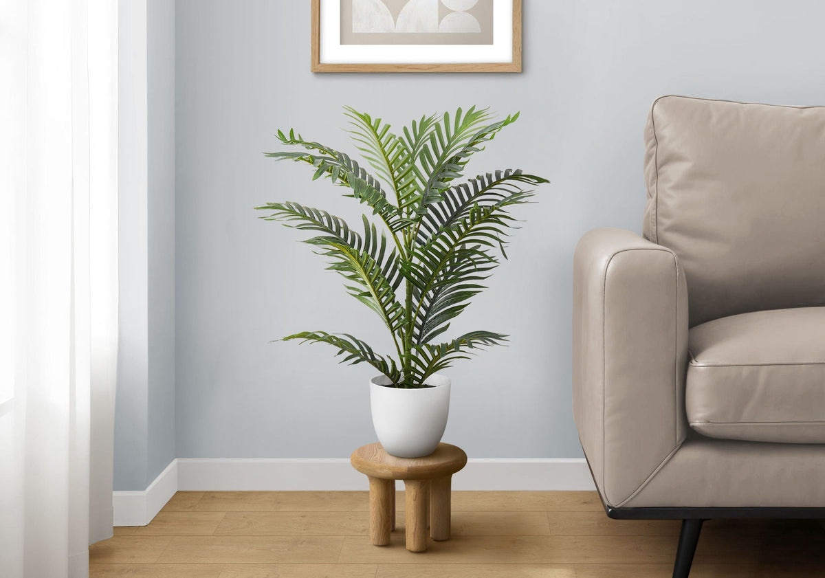 28" Tall, Artificial, Palm Tree, Indoor, Faux, Floor, Greenery, Potted, Real Touch- Green / White