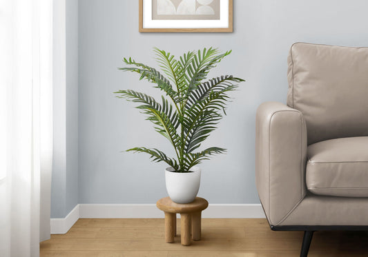 28" Tall, Artificial, Palm Tree, Indoor, Faux, Floor, Greenery, Potted, Real Touch- Green / White