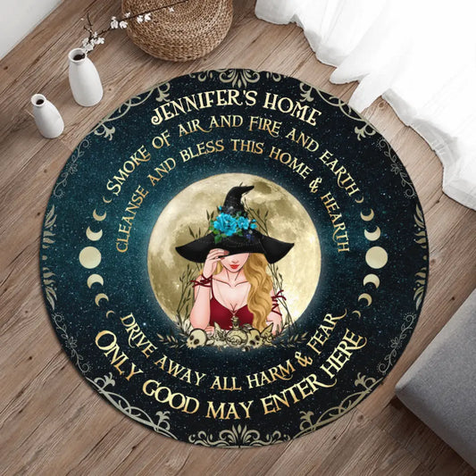 Personalized Witch Round Rug - Gift Idea For Halloween/Wicca Decor/Pagan Decor