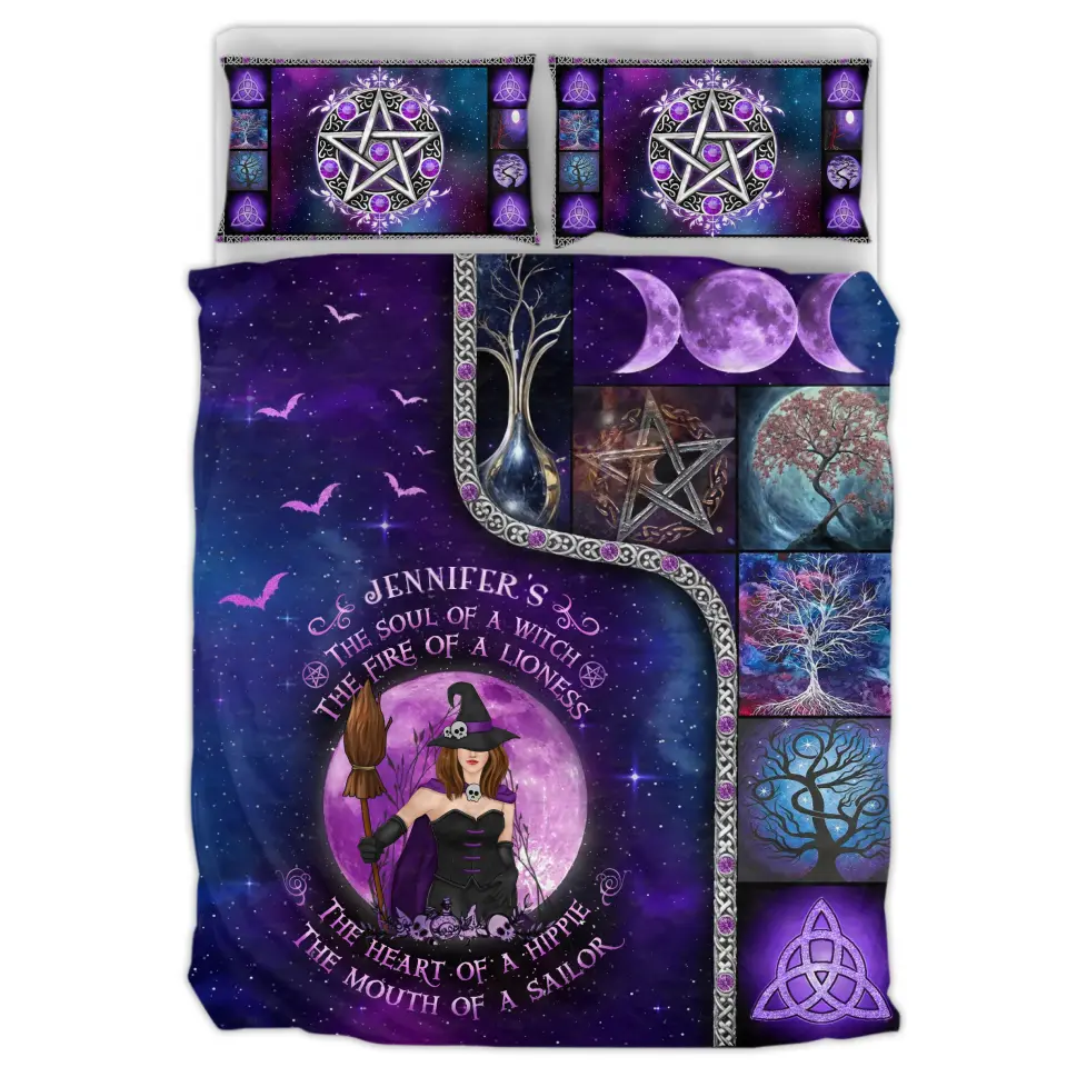 Personalized Magic Witch Purple Velvet Quilt Bed Sets - Gift Idea For Witch Lovers