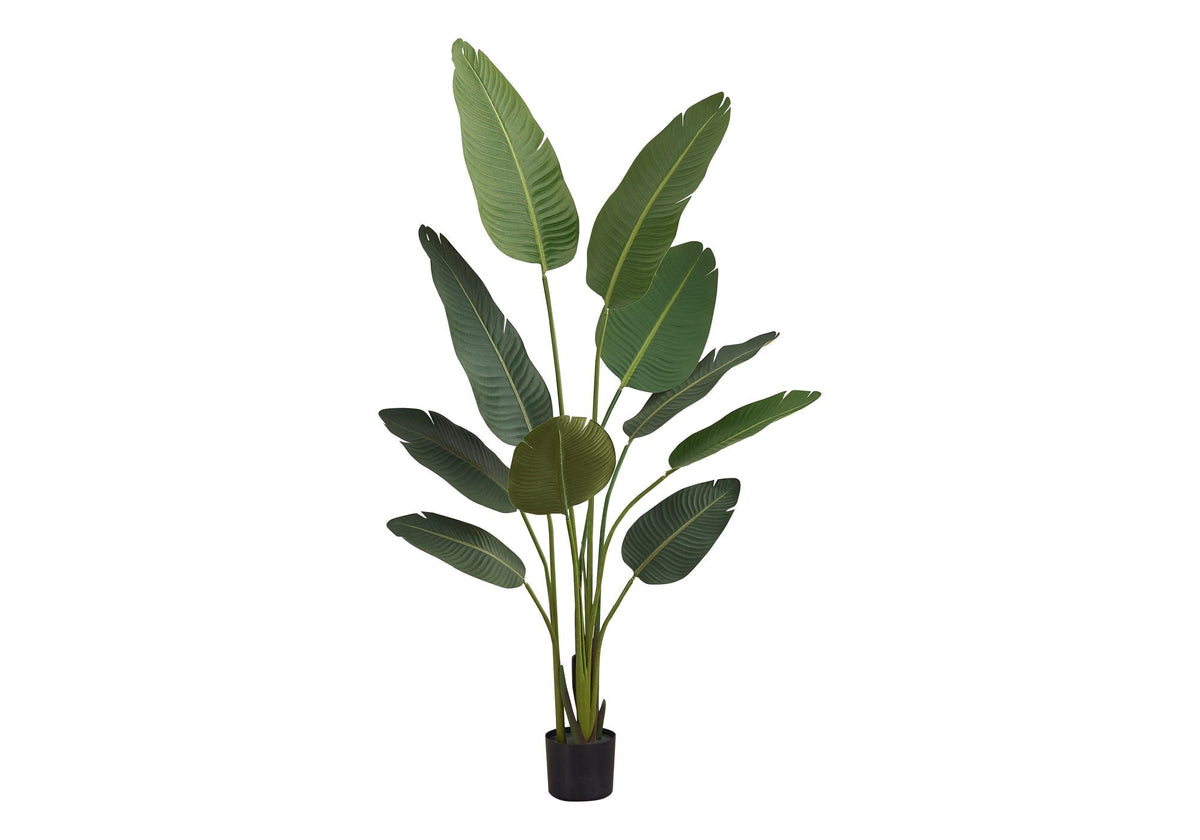 60" Tall, Artificial, Bird Of Paradise Tree, Indoor, Faux, Floor, Greenery, Potted- Green / Black